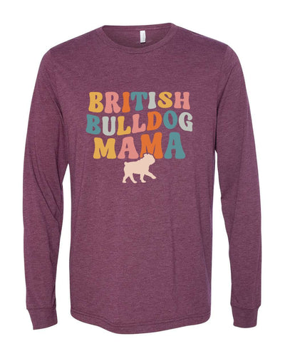 British Bulldog Mama Pastel Colored Print Long Sleeves