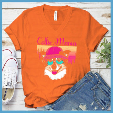 Collie Mama Colored Print V-Neck