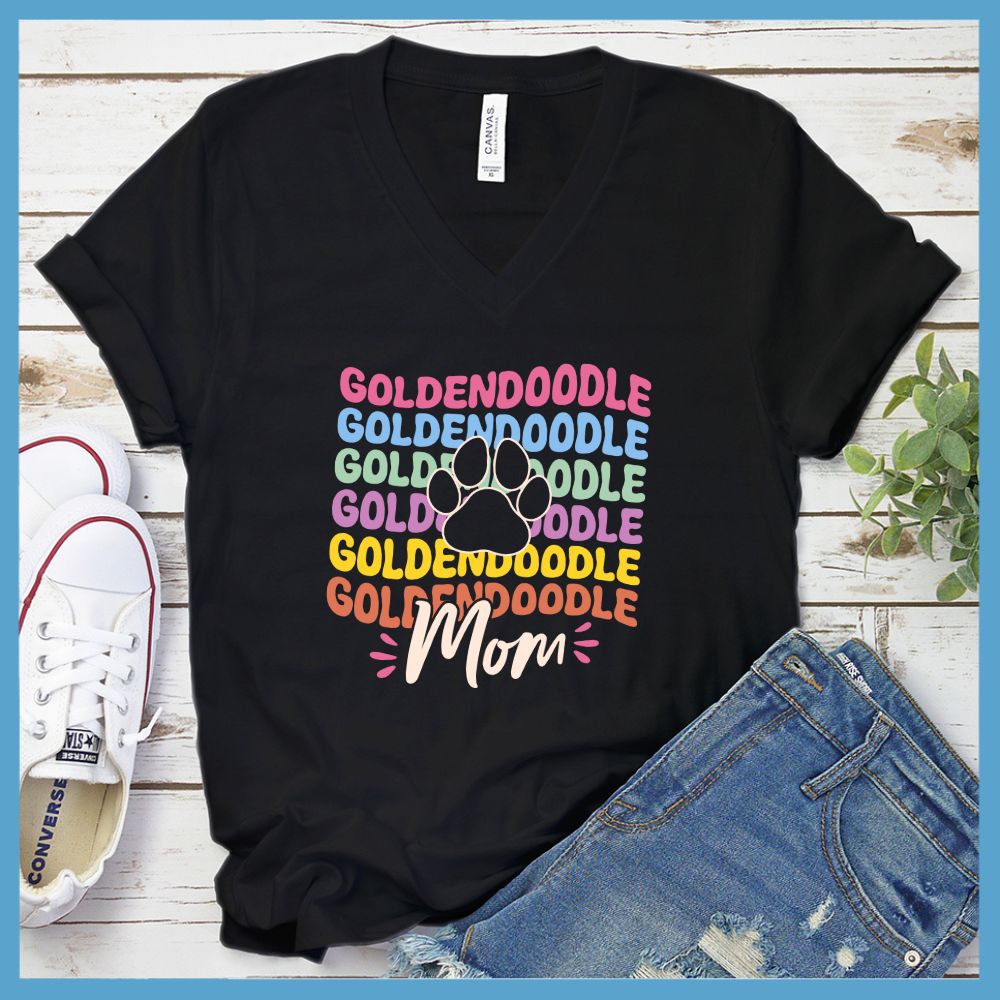 Groovy Goldendoodle Mom Colored Print V-Neck