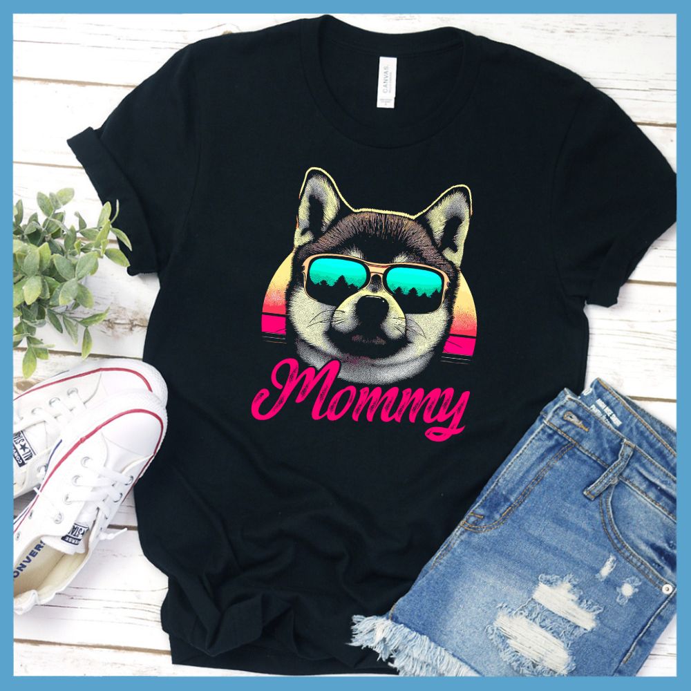 Retro Sunset Shiba Inu Colored Print T-Shirt