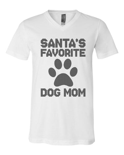 Santa's Favorite Dog Mom Version 2 V-Neck