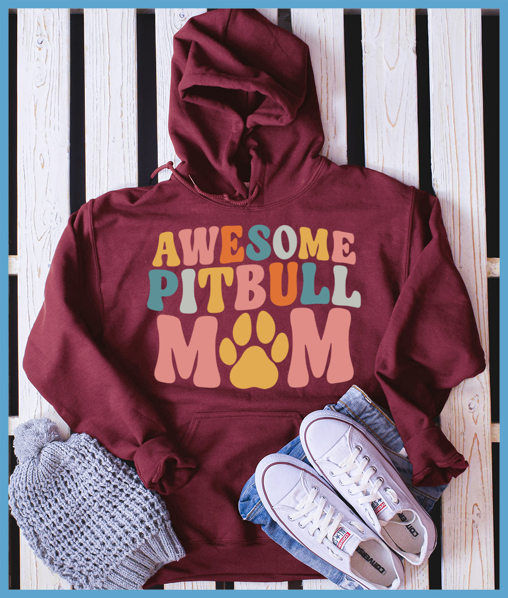 Awesome Pitbull Mom Colored Print Hoodie