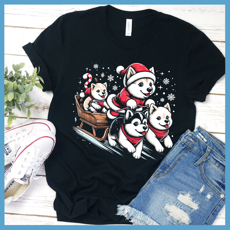 Winter Dog Sled Colored Print T-Shirt