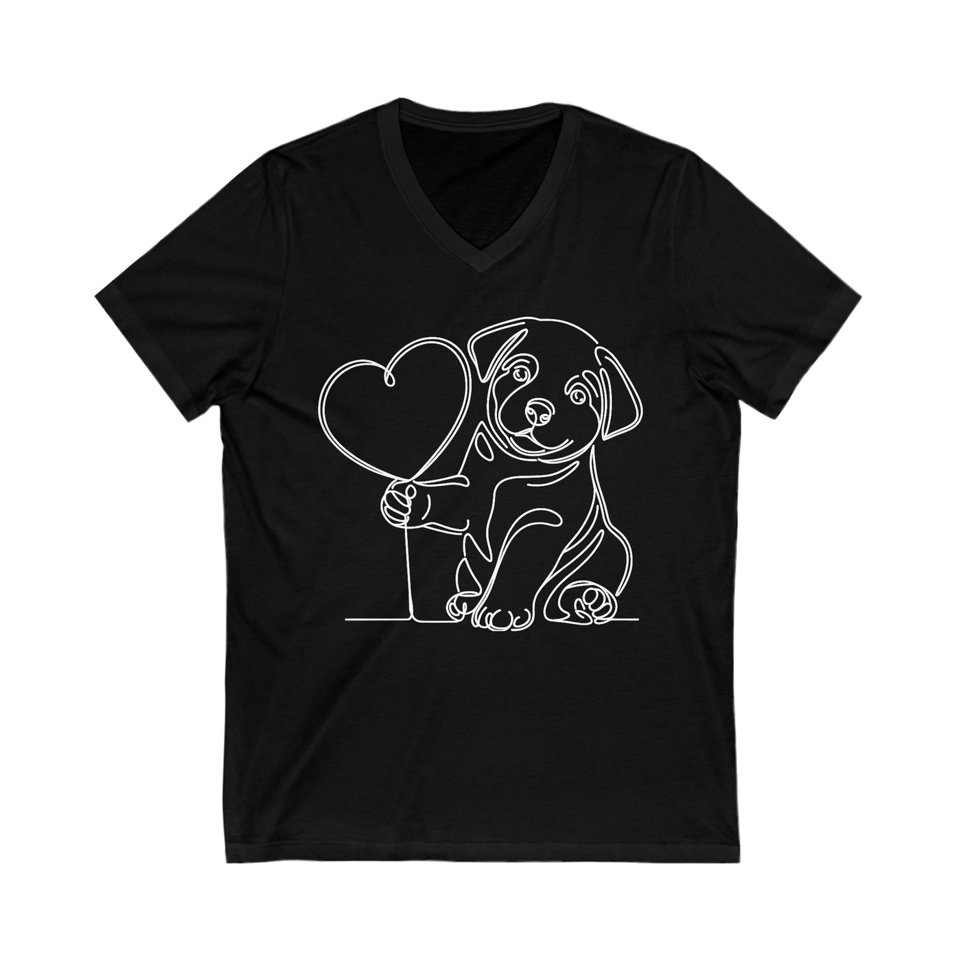 Puppy With Heart Balloon V-Neck