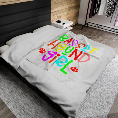 Basset Hound Girl Colored Print Blanket