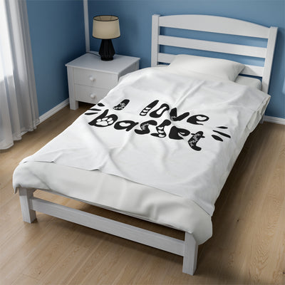 I Love Basset Velveteen Plush Blanket