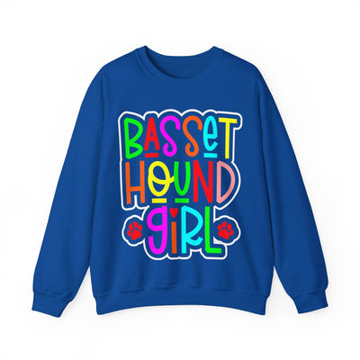 Basset Hound Girl Colored Print Sweatshirt