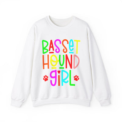 Basset Hound Girl Colored Print Sweatshirt