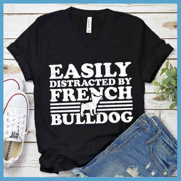 Easily Distracted By French Bulldog V-Neck