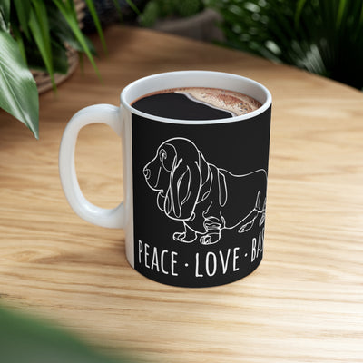 Peace Love Basset Ceramic Mug - Rocking The Dog Mom Life