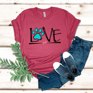 Dog Love Colored Print T-Shirt