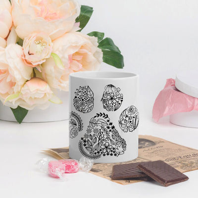 Floral Paw Design Ceramic Mug