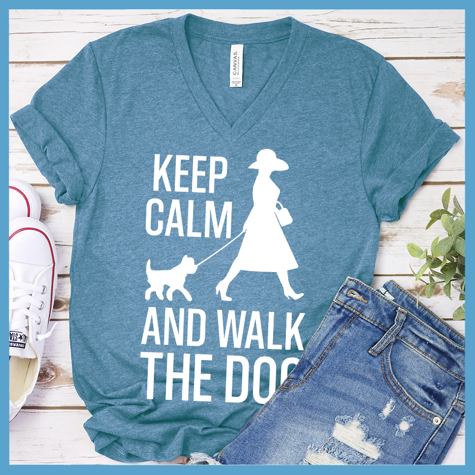 Keep Calm And Walk The Dog V-Neck - Rocking The Dog Mom Life