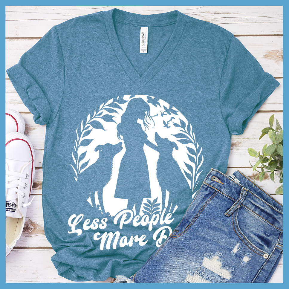 Less People More Dogs Version 1 V-Neck