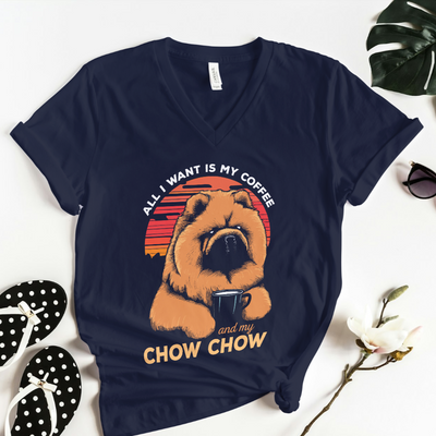 All I Want Is Coffee And My Chow Chow V-Neck