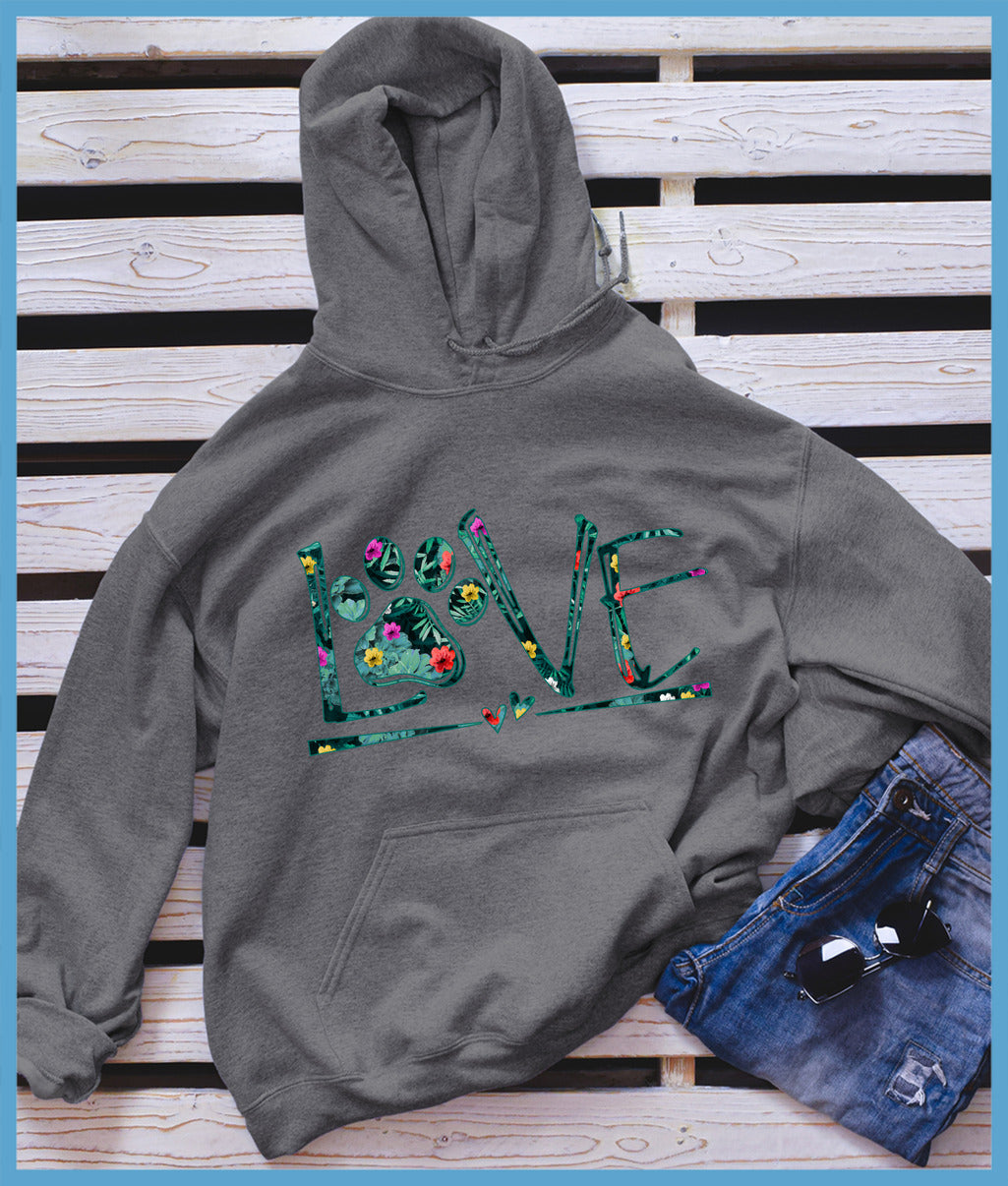 Dog Love Floral Colored Print Hoodie