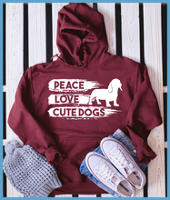 Load image into Gallery viewer, Peace Love Cute Dogs Hoodie
