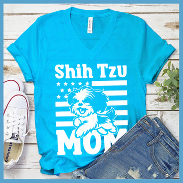 Shih Tzu USA Flag V-Neck