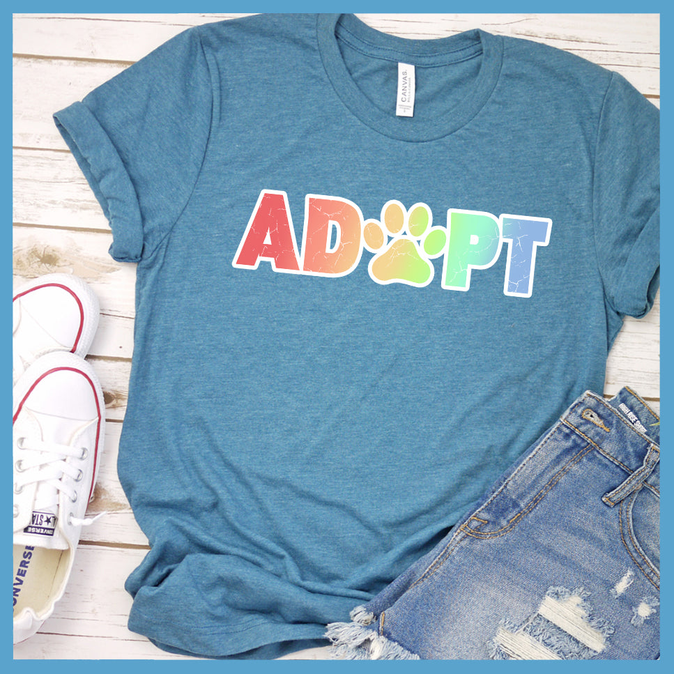 Adopt Colored Print T-Shirt - Rocking The Dog Mom Life