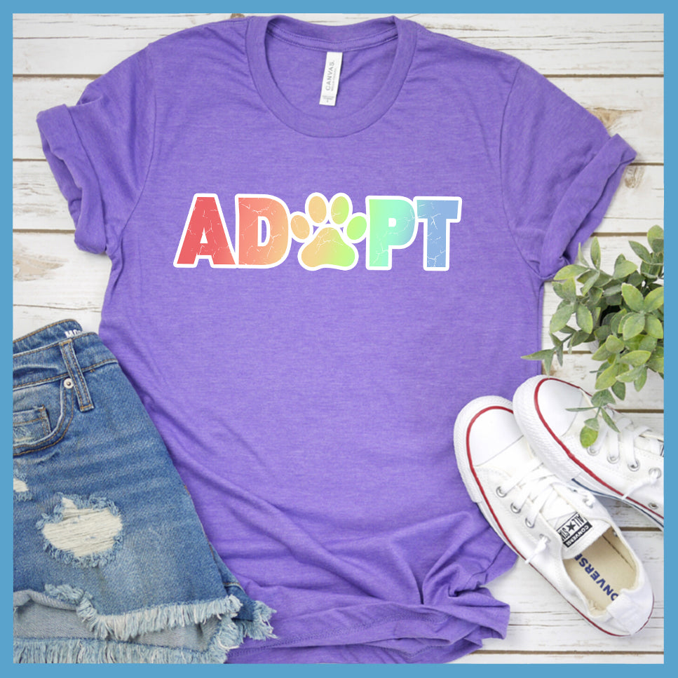 Adopt Colored Print T-Shirt - Rocking The Dog Mom Life