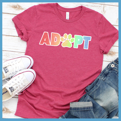 Adopt Colored Print T-Shirt - Rocking The Dog Mom Life