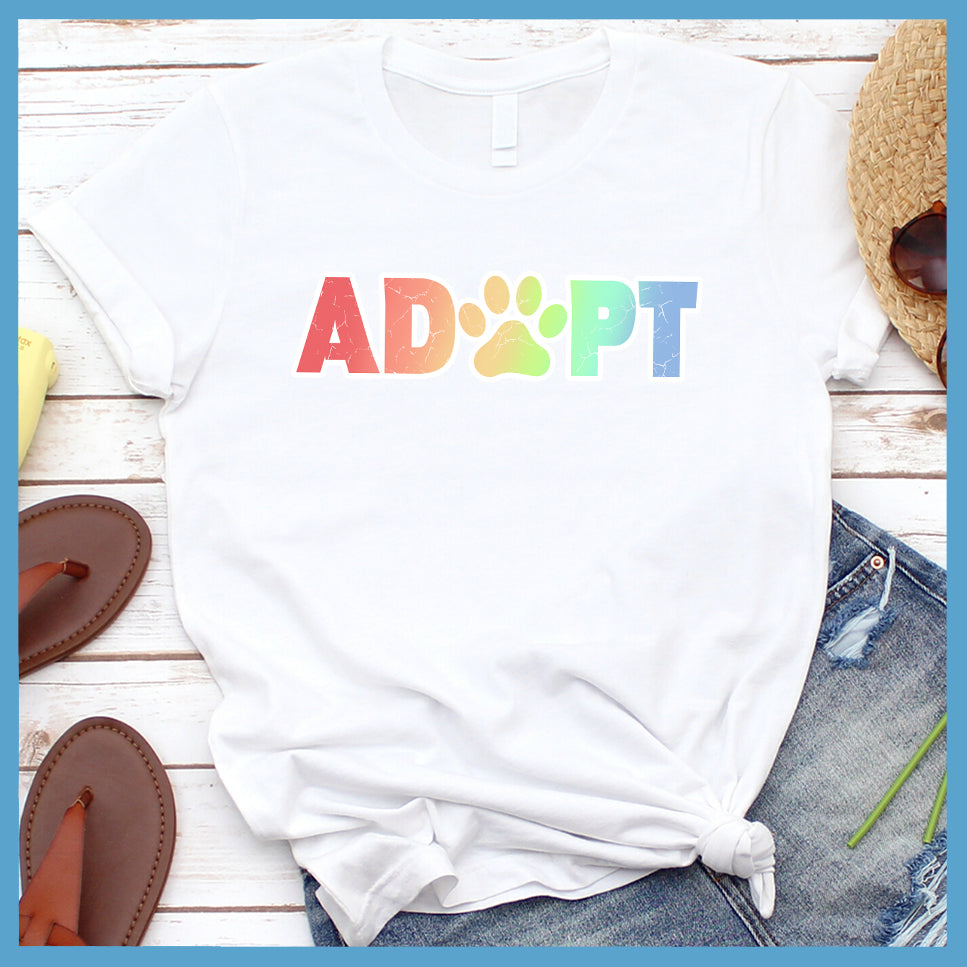 Adopt Colored Print T-Shirt - Rocking The Dog Mom Life