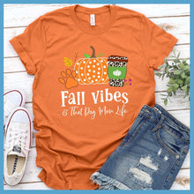 Load image into Gallery viewer, Fall Vibes And Dog Mom Life Colored T-Shirt - Rocking The Dog Mom Life

