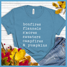 Load image into Gallery viewer, Bonfires Flannels S&#39;mores Sweaters Campfires &amp; Pumpkins T-Shirt - Rocking The Dog Mom Life
