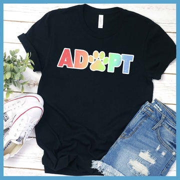 Adopt Colored Print T-Shirt - Rocking The Dog Mom Life