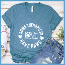 Load image into Gallery viewer, Some Therapists Have Paws V-Neck - Rocking The Dog Mom Life
