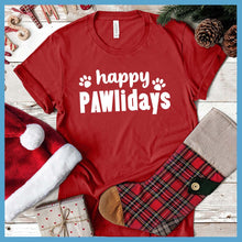 Load image into Gallery viewer, Happy Pawlidays Version 2 T-Shirt - Rocking The Dog Mom Life
