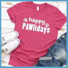 Load image into Gallery viewer, Happy Pawlidays Version 2 T-Shirt - Rocking The Dog Mom Life
